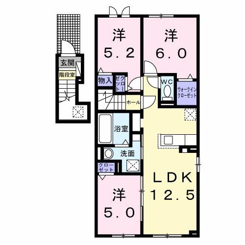 ドリーム江別II(3LDK/2階)の間取り写真