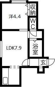 ヴェルデュール東(1LDK/2階)の間取り写真