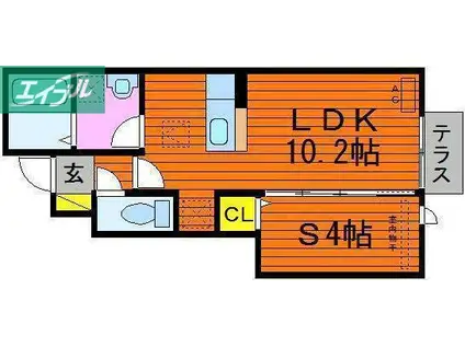 ウエストアージュ(ワンルーム/1階)の間取り写真