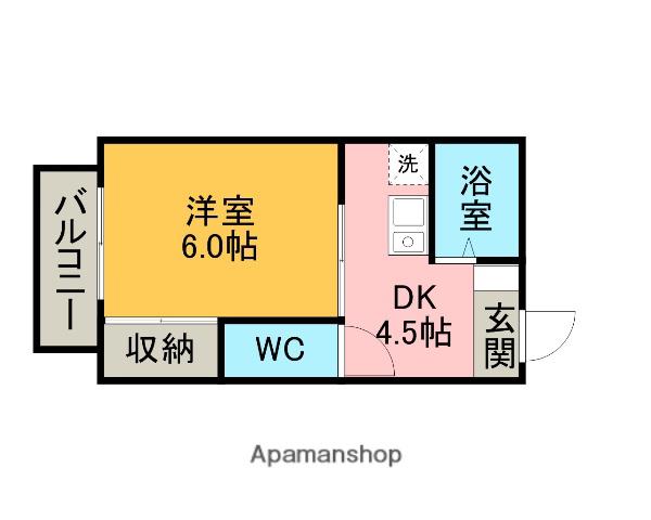 シャルマンパレス(1DK/2階)の間取り写真