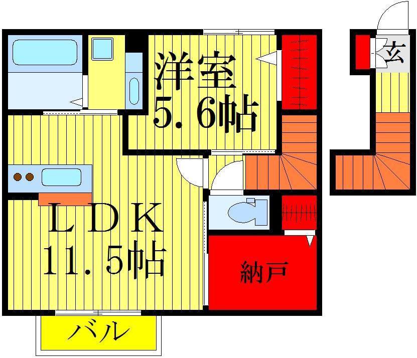 エスポワールIII(1SLDK/2階)の間取り写真