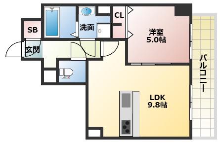 TOPAZ江坂(1LDK/7階)の間取り写真