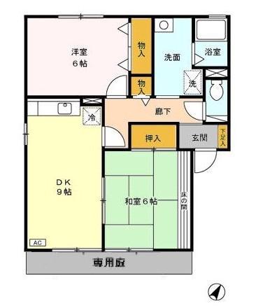セジュールCHEZ MOI(2DK/1階)の間取り写真