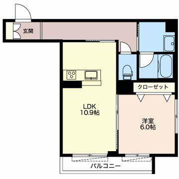 TERASS八田(1LDK/3階)の間取り写真