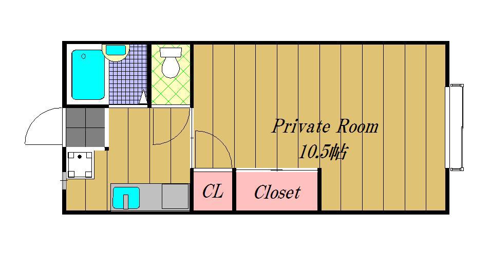 薮内ハイツ(1K/2階)の間取り写真