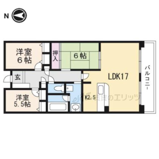 NCRE高槻(3LDK/4階)の間取り写真