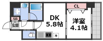 スプランディッド安土町(1DK/14階)の間取り写真