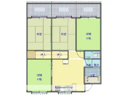 金丸第1ハイツ(4DK/2階)の間取り写真