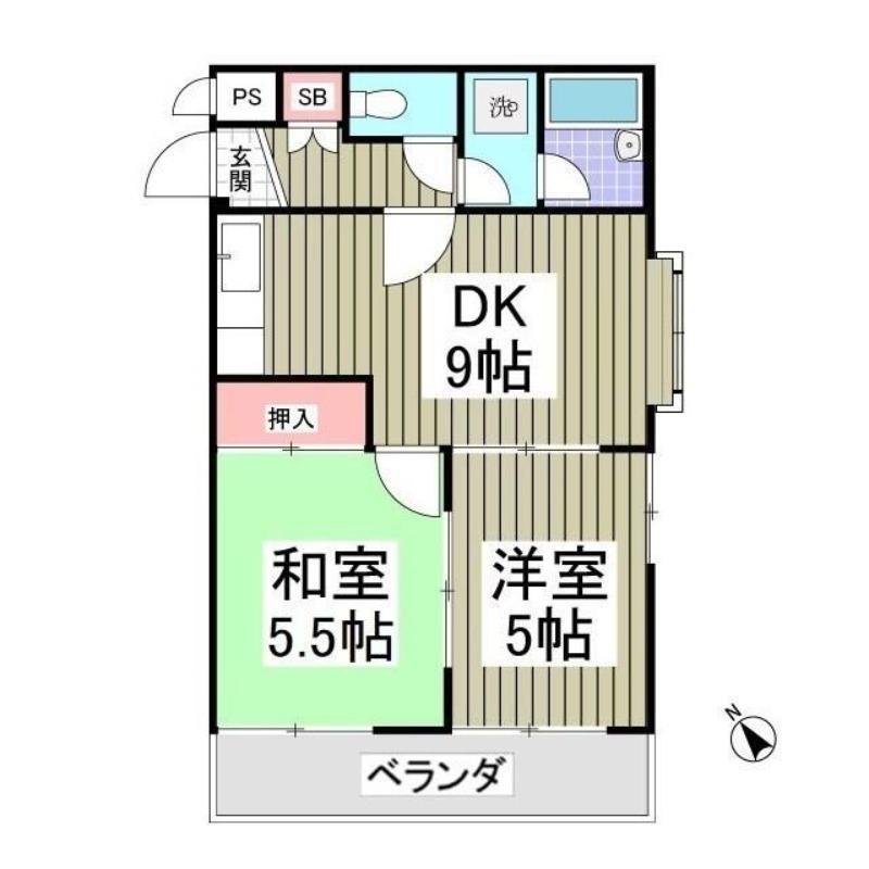 レヂオンス小手指(2DK/2階)の間取り写真