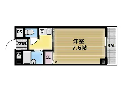 ウィングコート東大阪(1K/4階)の間取り写真