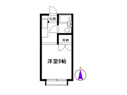 ヴィラ蘭(1K/1階)の間取り写真