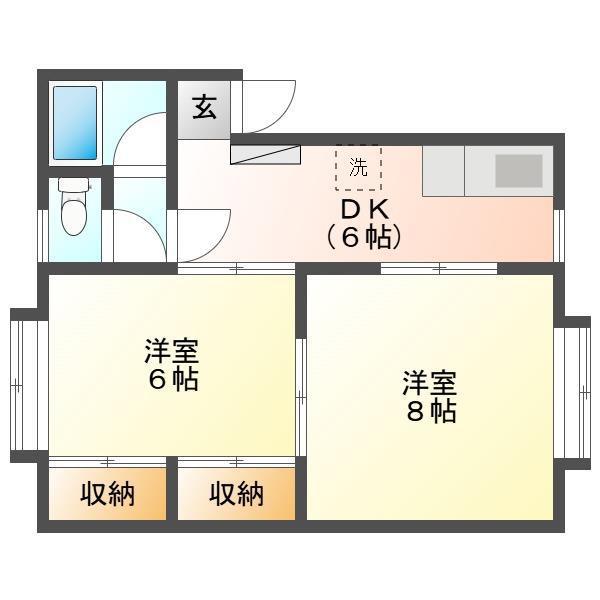コーポアタカ(2DK/2階)の間取り写真