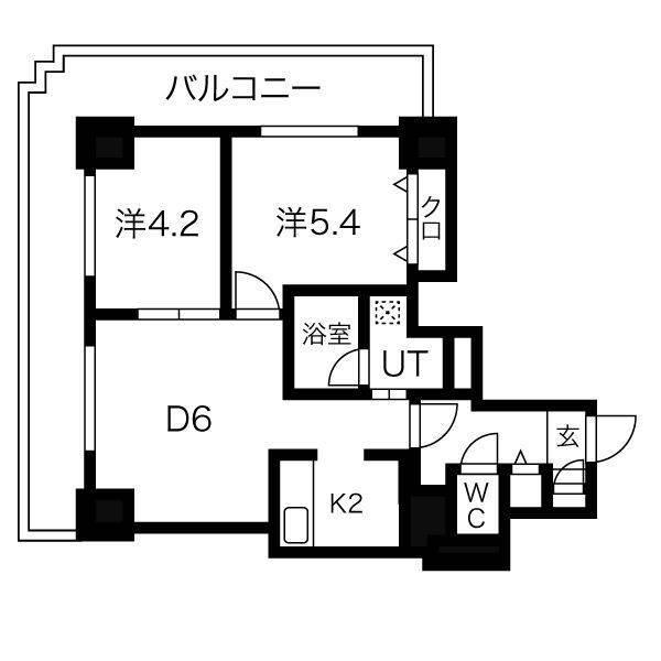 ジュエルタワー(2LDK/14階)の間取り写真