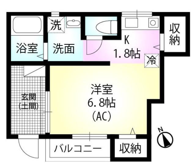ポラリス(1K/1階)の間取り写真