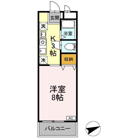 エスポワール生和(1K/1階)の間取り写真