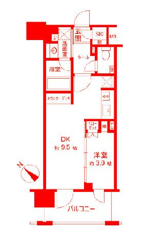 デュオステージ横濱桜木町(1DK/5階)の間取り写真