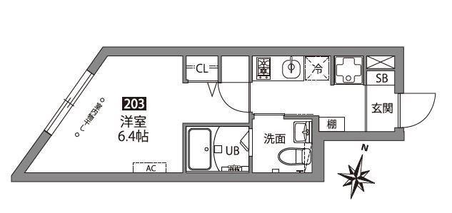 ファブリック中井(1K/2階)の間取り写真