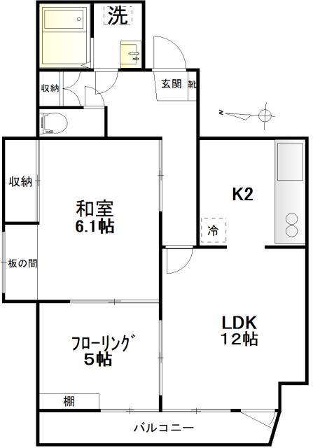 西新宿ビル(2LDK/4階)の間取り写真