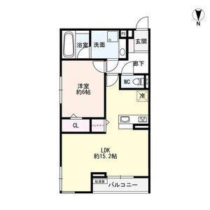 LUVITA新福寺町(1LDK/3階)の間取り写真
