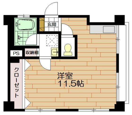 山本マンション(ワンルーム/1階)の間取り写真
