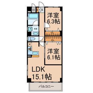 GLORIA(2LDK/4階)の間取り写真