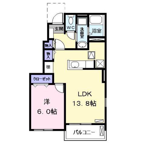 エムズ.E(1LDK/1階)の間取り写真