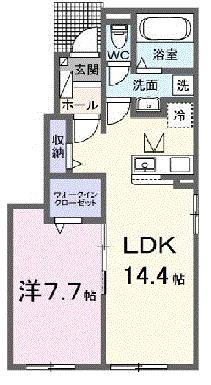 カファーラ・N(1LDK/1階)の間取り写真