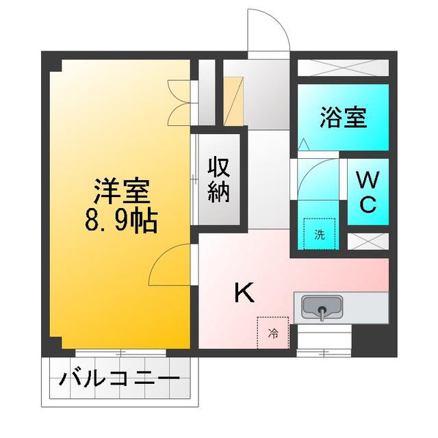 スリジエ(1K/2階)の間取り写真