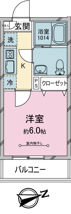 パル川越(1K/3階)の間取り写真