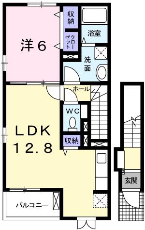LE CIEL BLEU(1LDK/2階)の間取り写真