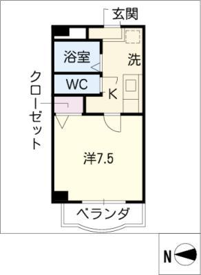 コートスカイ(1K/3階)の間取り写真