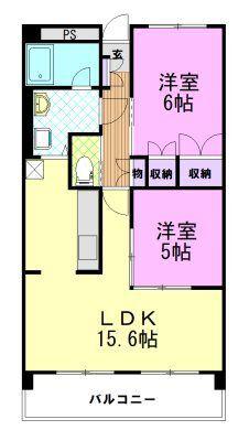 三向ハイツ元今泉(2LDK/7階)の間取り写真