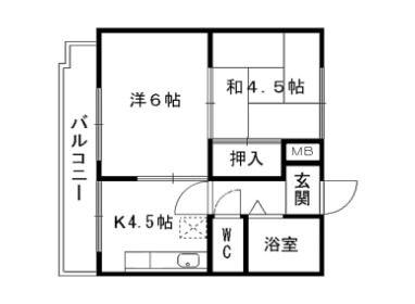 ギャラン小倉駅前ビル(2DK/7階)の間取り写真