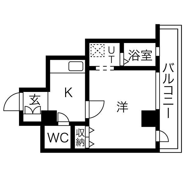 アーバンカーサ難波(1K/2階)の間取り写真