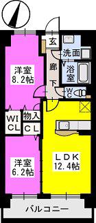 アグリガーデン福間駅前(2LDK/3階)の間取り写真
