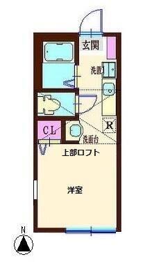 N-HARBOR LAGOON篠原西町B棟(ワンルーム/2階)の間取り写真
