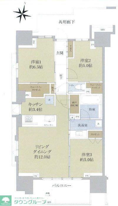 シティハウス浦和仲町(3LDK/2階)の間取り写真