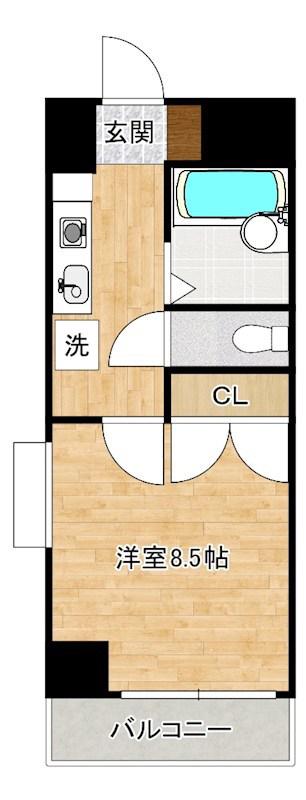 ウインズ浅香II(1K/6階)の間取り写真