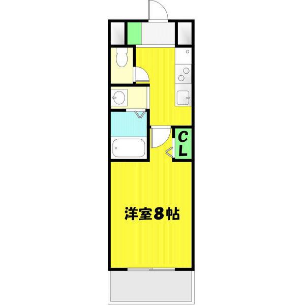 シャトー桜川(1K/2階)の間取り写真