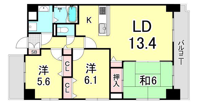 リフレ21(3LDK/4階)の間取り写真