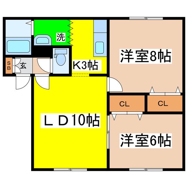 コーポ・ブレーメン(2LDK/2階)の間取り写真