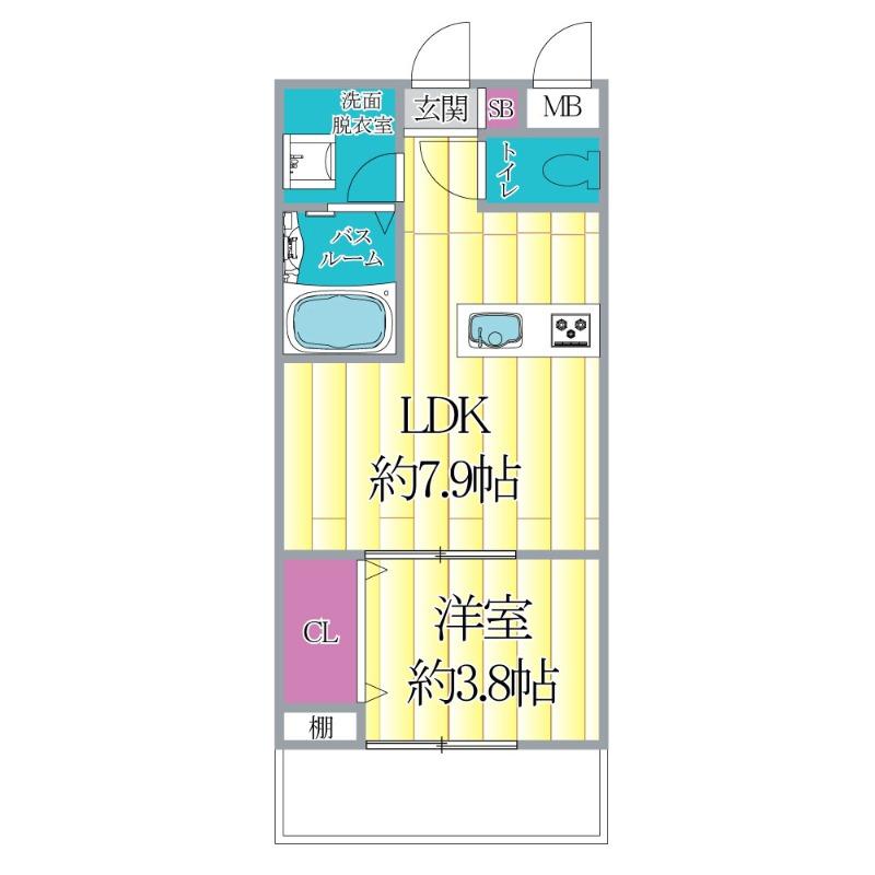 ソルヴィヴェール千里丘(1LDK/1階)の間取り写真
