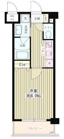 アイコート赤塚(1K/2階)の間取り写真
