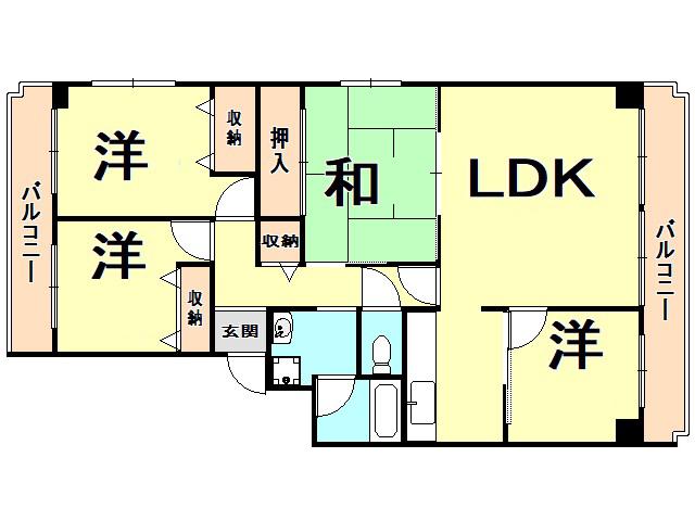 フェルザ西宮(4LDK/2階)の間取り写真