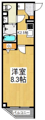 ヒルズ東町(1K/1階)の間取り写真