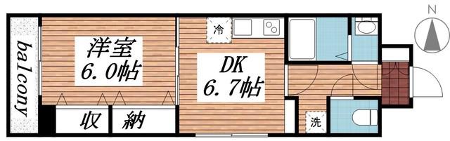 橘ビル(1DK/3階)の間取り写真