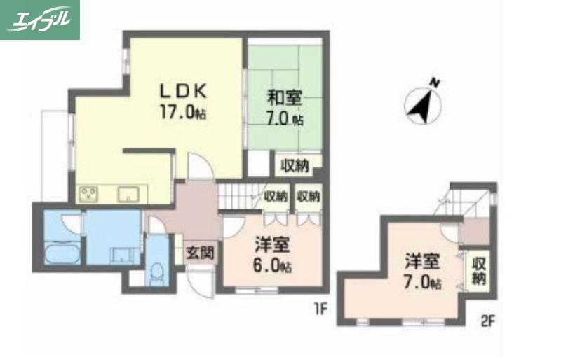 グリーンビレッジ北方II(3LDK/1階)の間取り写真