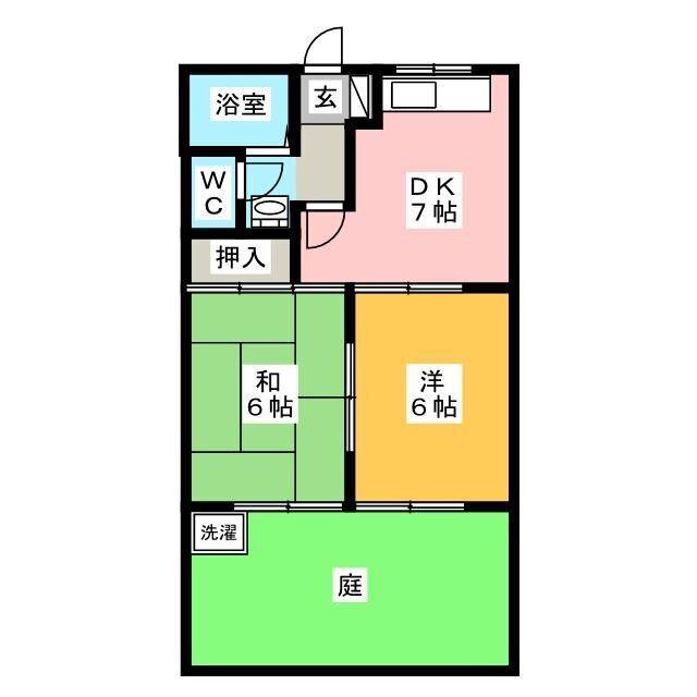 アベニューKASAGI514(2DK/1階)の間取り写真