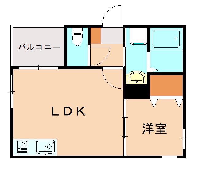 セレビア箱崎宮前(1LDK/2階)の間取り写真