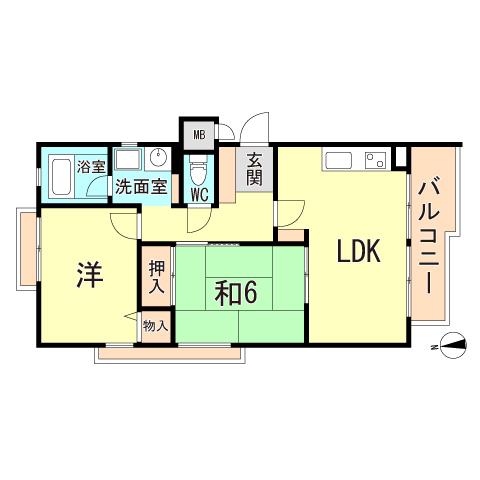 コーポ加島II(2LDK/2階)の間取り写真